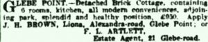Sale notice for 16 Alexandra Rd, Glebe 1912
