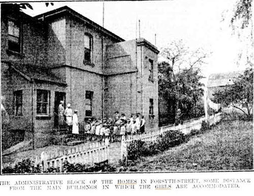 Maybe not its best angle, but perhaps the only photograph of Arden (formerly Forsyth Cottage) in existence, taken in the house’s last year as part of the girls’ home complex (SMH May 1928, TROVE database).